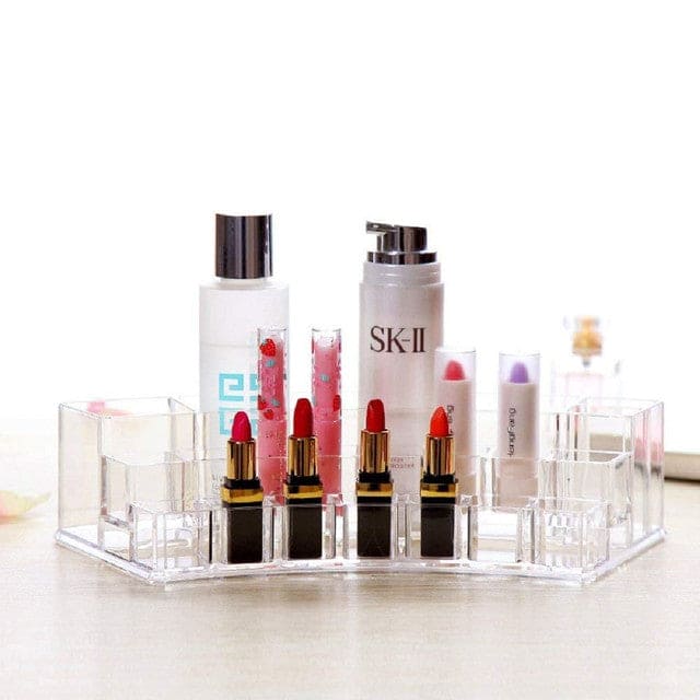 Acrylic Sector Cosmetic Organizer, Transparent Sector Cosmetic Rack, Multiple Compartments Organizer Acrylic Sector Cosmetic Organizer, Transparent Sector Cosmetic Rack, Multiple Compartments Organizer